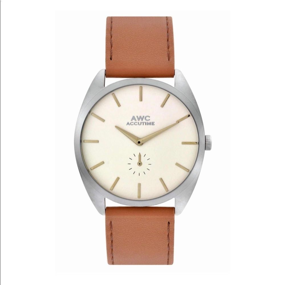 𝅺Accutime Leather Strap Watch NIB